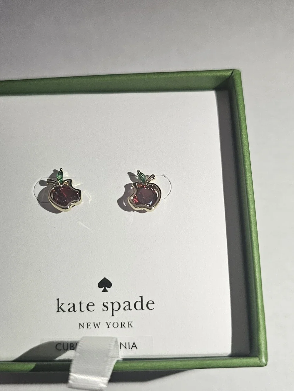 NWT Kate Spade Cherry Crystal Stud Earrings - Red & Green